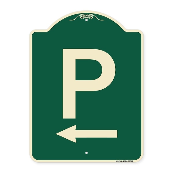 P Symbol With Left Arrow Heavy-Gauge Aluminum Architectural Sign, 24" x 18", G-1824-23512